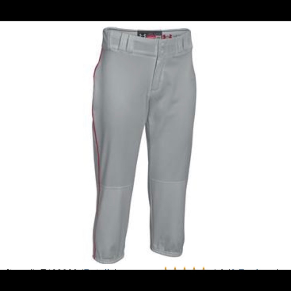UA Women’s M Softball Pants Grey w/Red Piping